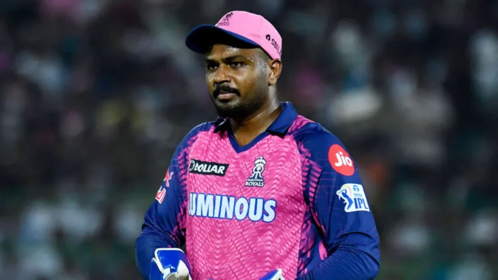 Sanju Samson biography: Samson in Rajasthan Royals colours during an IPL match.
