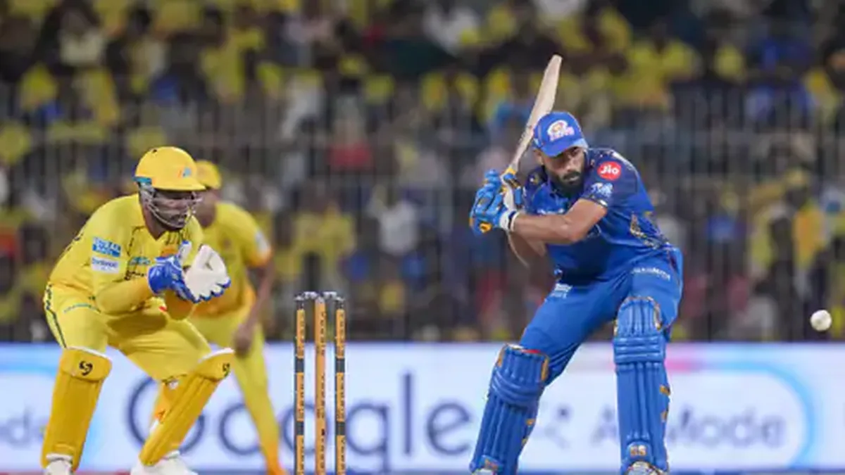 Naman Dhir biography: Naman Dhir at the crease for Mumbai Indians