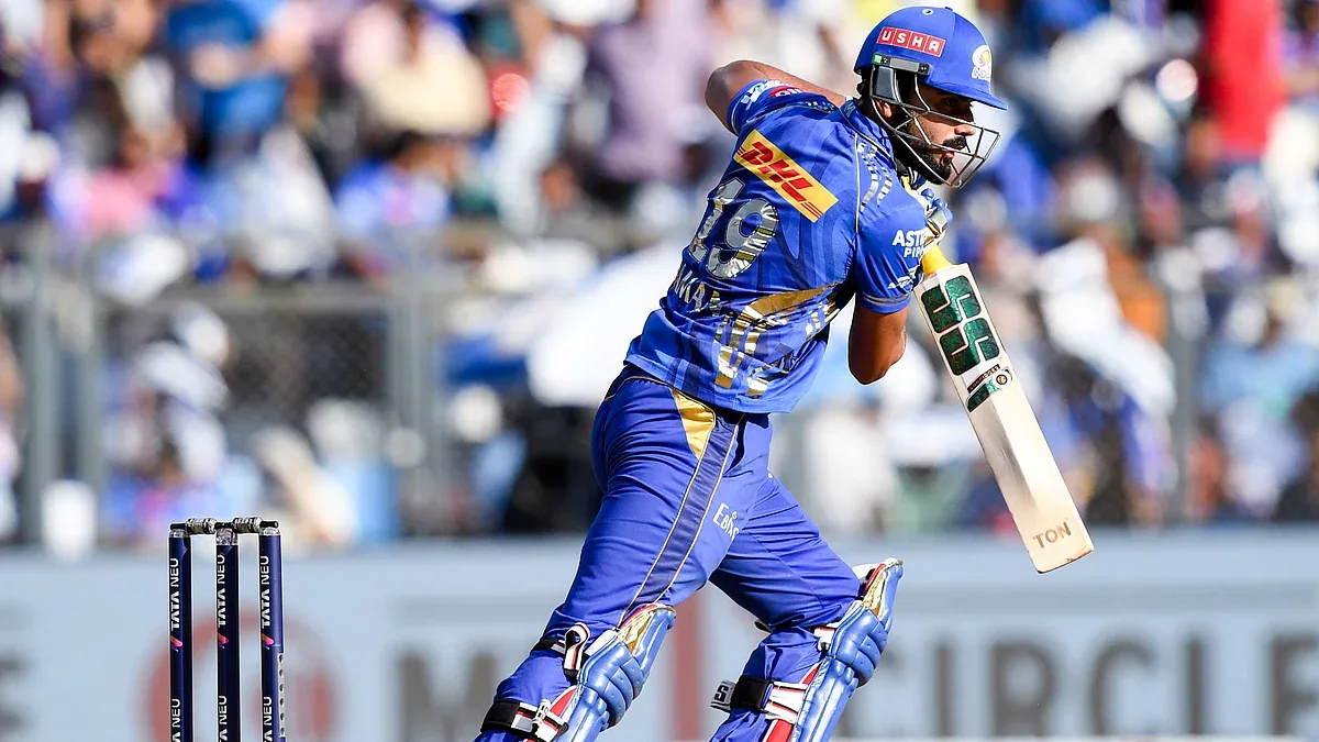Naman Dhir biography: Naman Dhir batting for Mumbai Indians in the IPL