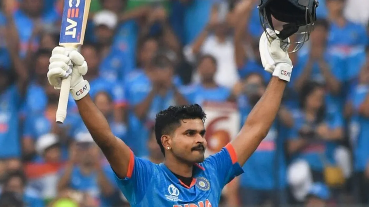 Shreyas Iyer biography: Shreyas Iyer celebrating his World Cup century