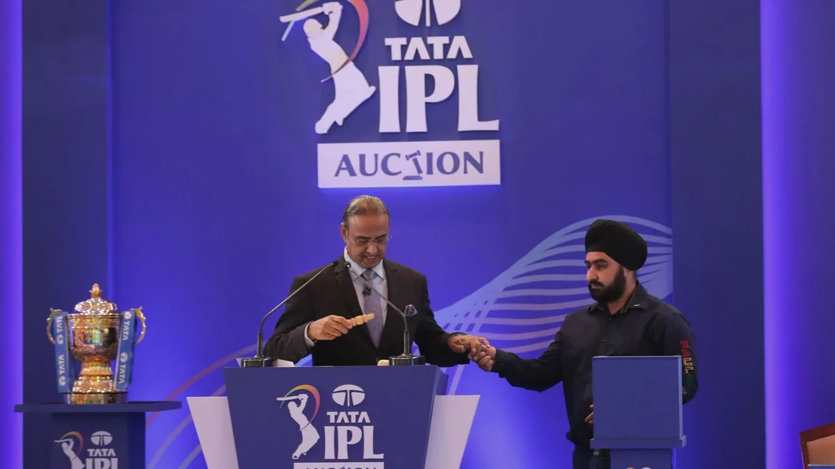 IPL 2027 auction date: Charu Sharma conducting an IPL auction with the gavel