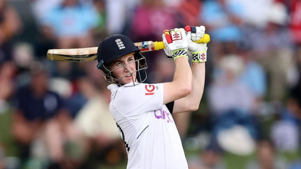 Harry Brook biography: Harry Brook launching a big shot in England Test whites against New Zealand at Mount Maunganui